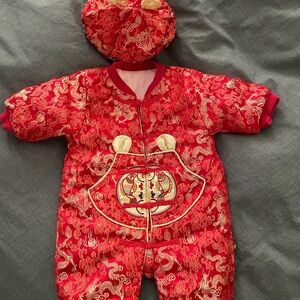 Lunar New Year Baby Outfit with Matching Hat
